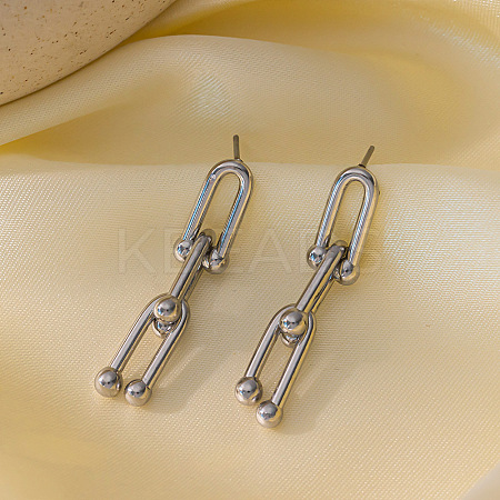 304 Stainless Steel U-Shaped Stud Dangle Earrings WG3771C-06-1