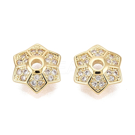 Brass Micro Pave Clear Cubic Zirconia Bead Caps KK-Q071-13G-02-1