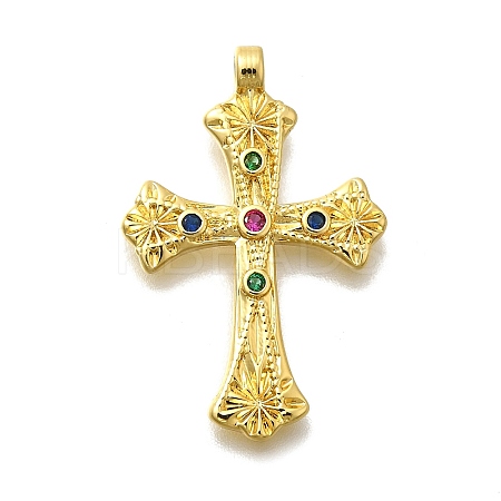 Brass Micro Pave Cubic Zirconia Pendants KK-D339-06G-1