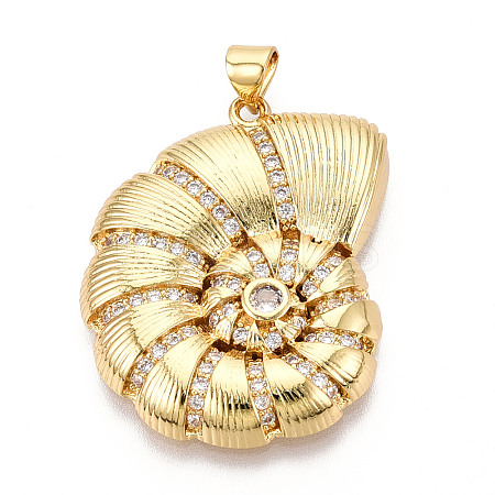 Brass Micro Pave Cubic Zirconia Pendants KK-N268-01G-1