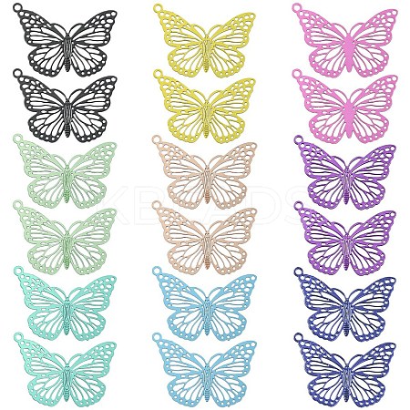 18Pcs 9 Colors Electrophoresis 430 Stainless Steel Pendants STAS-YW0011-16-1