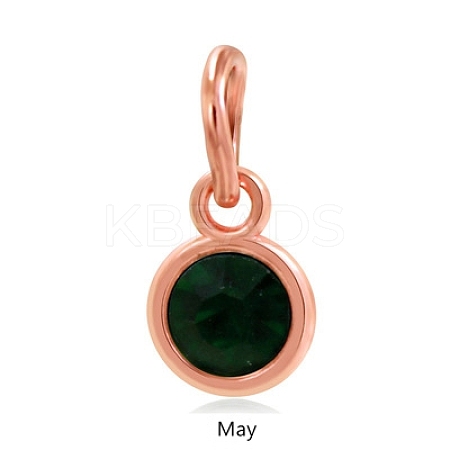 Rose Gold Plated Alloy Glass Rhinestone Charms PALLOY-TAC0016-A05-RG-1
