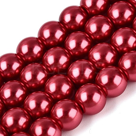Baking Paint Pearlized Glass Pearl Round Bead Strands HY-Q330-8mm-51-1