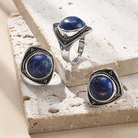 Natural Lapis Lazuli Adjustable Rings G-P560-03AS-14-1