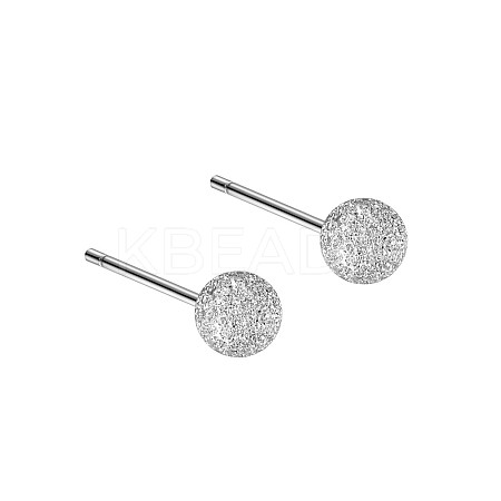 Anti-Tarnish Rhodium Plated 999 Fine Silver Texture Round Stud Earrings for Women EJEW-S215-08P-1
