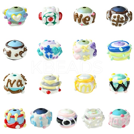 17Pcs 17 Colors Hand Painted Acrylic with Enamel Beads MACR-CJ0002-30-1