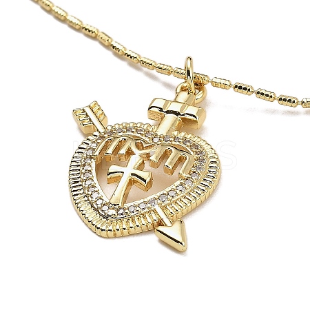 Golden Plated Brass Micro Pave Clear Cubic Zirconia Pendant Necklaces LS-NJEW-L178-01G-04-1