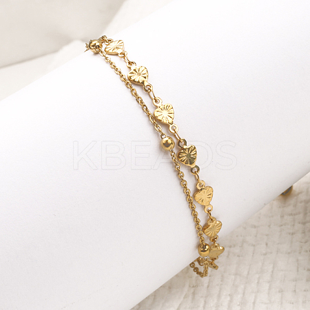 304 Stainless Steel Multi-strand Link Chain Anklets AJEW-P128-01G-1