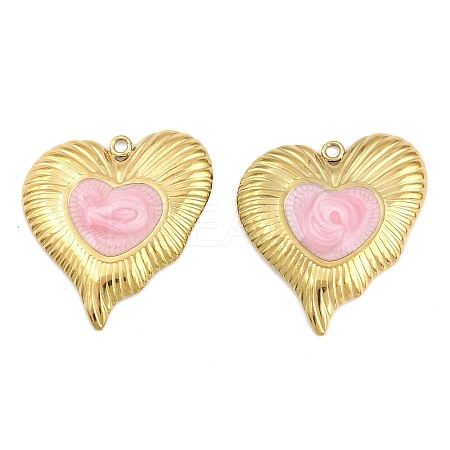 304 Stainless Steel with Enamel Pendants STAS-Z166-17G-01-1