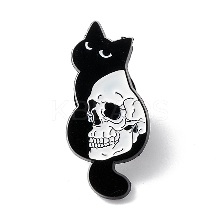 Skull with Cat  Enamel Pin ENAM-K053-53-1