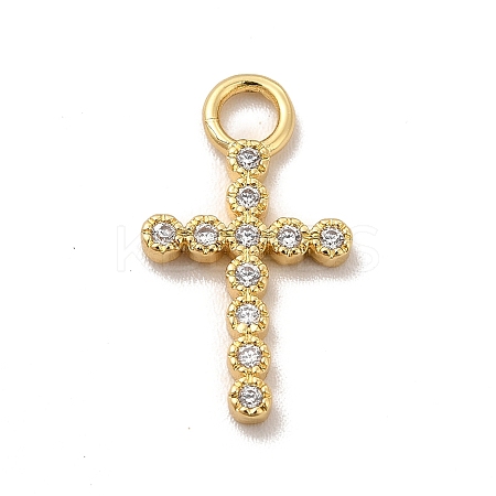 Rack Plating Brass Micro Pave Cubic Zirconia Pendants KK-P230-25G-01-1