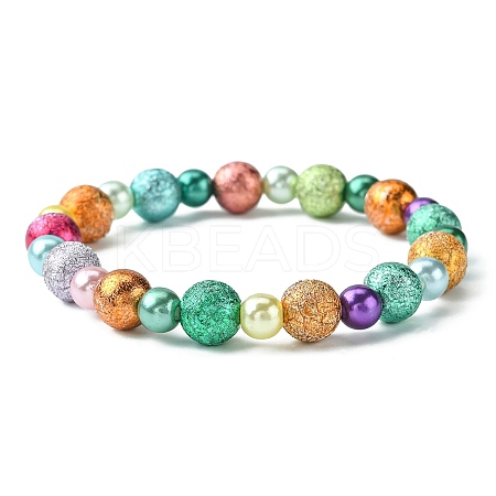 Fashion Imitation Acrylic Pearl  Stretchy Bracelets for Kids BJEW-JB01059-09-1