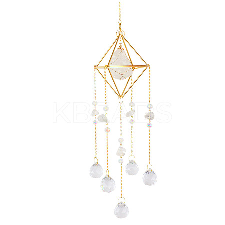 Natural Quartz Crystal Chip Pendant Decoration PW-WG31042-06-1