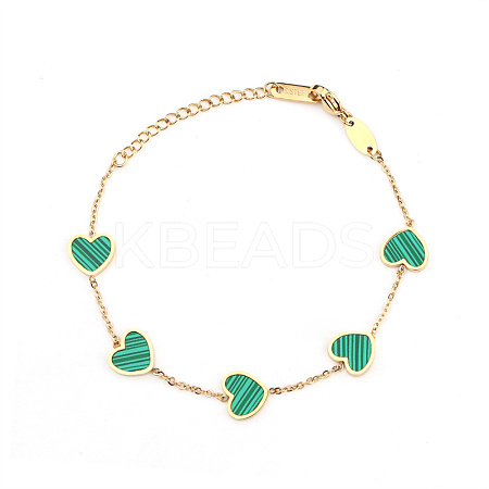 Green Heart Shaped Micro Pave Zirconia Charm Bracelets OV0757-1
