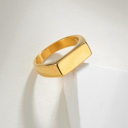 304 Stainless Steel Rectangle Finger Rings for Women RJEW-B120-01G-1