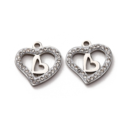304 Stainless Steel Clay Rhinestone Pendants STAS-P406-17B-P-1