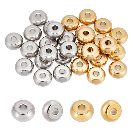 30Pcs 2 Colors 304 Stainless Steel Beads STAS-DC0003-68-1