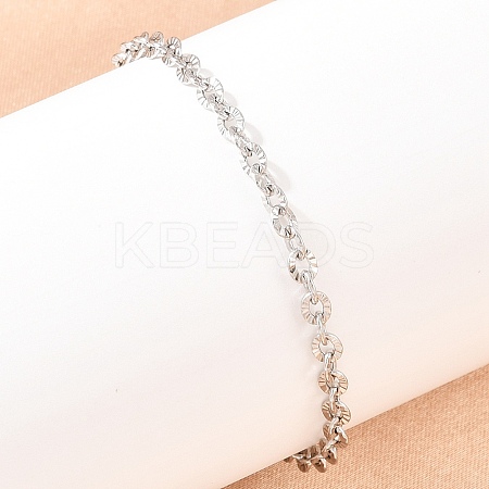 201 Stainless Steel Oval Link Chain Bracelets for Women BJEW-G767-01F-P-1