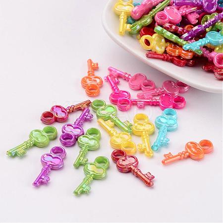 Opaque AB Color Acrylic Skeleton Key Pendants SACR-R697-M24-1