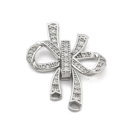 Brass Clear Cubic Zirconia Fold Over Clasps KK-M306-03P-1