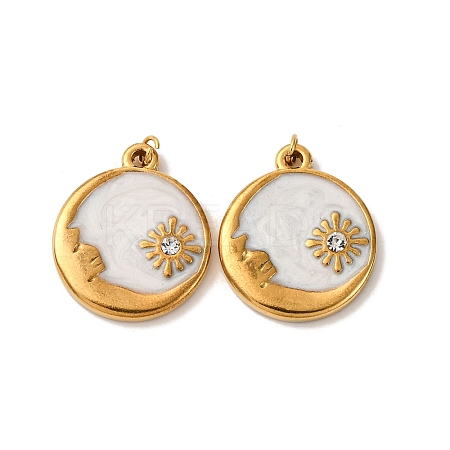 304 Stainless Steel Enamel Pendants STAS-U061-03G-1