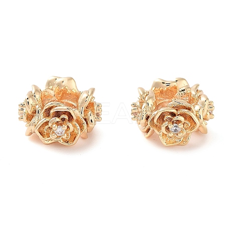 Brass Micro Pave Clear Cubic Zirconia Beads KK-U028-27G-1