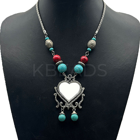 Fashion Unisex Alloy Synthetic Turquoise Pendant Necklaces YH1785-9-1