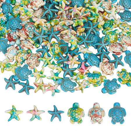 120Pcs 6 Styles Synthetic Turquoise Beads TURQ-HY0001-12A-1