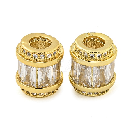 Rack Plating Brass Micro Pave Cubic Zirconia European Beads KK-F089-31G-08-1