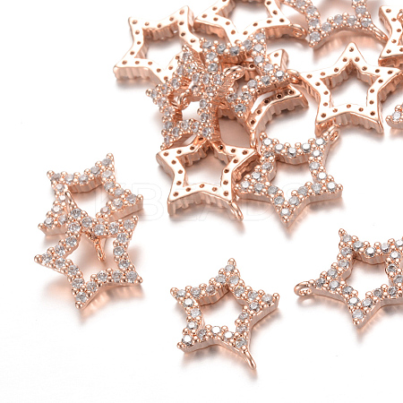 Brass Micro Pave Cubic Zirconia Charms ZIRC-R015-10RG-1