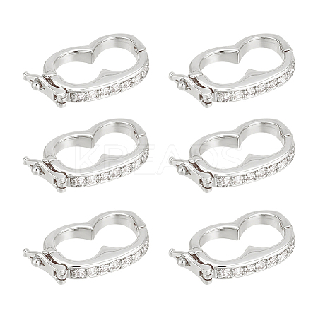6Pcs Rack Plating Brass Micro Pave Cubic Zirconia Twister Clasps ZIRC-UN0001-08P-1
