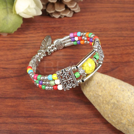 Synthetic Random Color Turquoise Beaded Bangles for Women WG1DBAC-04-1