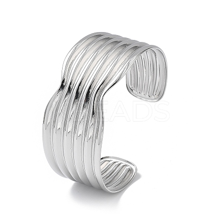 304 Stainless Steel Cuff Bangles for Women BJEW-Z078-26P-1