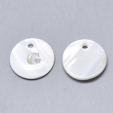 Natural White Shell Mother of Pearl Shell Charms SSHEL-N036-053G-1