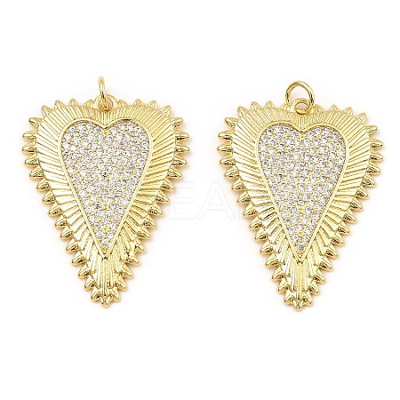 Rack Plating Brass Micro Pave Clear Cubic Zirconia Pendants KK-M253-03G-1