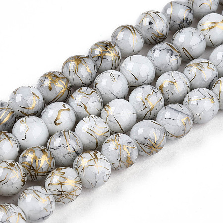 Baking Paint Glass Beads Strands DGLA-N003-8mm-B01-1