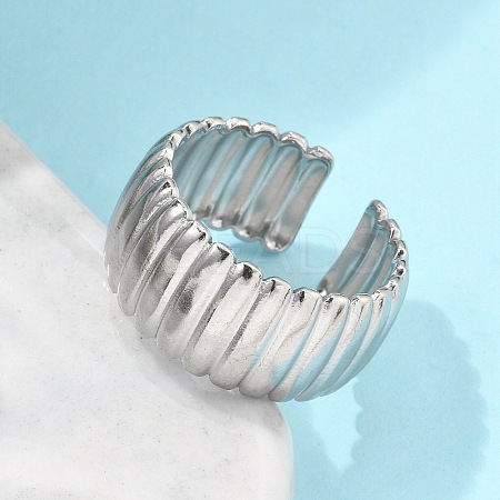304 Stainless Steel Open Cuff Ring for Women RJEW-U014-05P-1