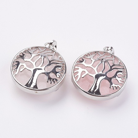 Natural Rose Quartz Pendants KK-K216-A04-1