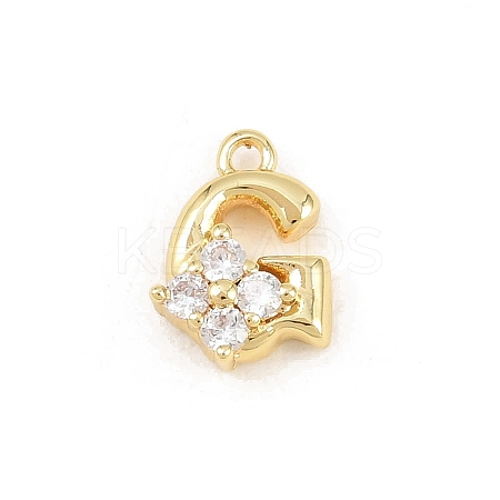 Brass Micro Pave Clear Cubic Zirconia Charms KK-Z151-18G-G-1
