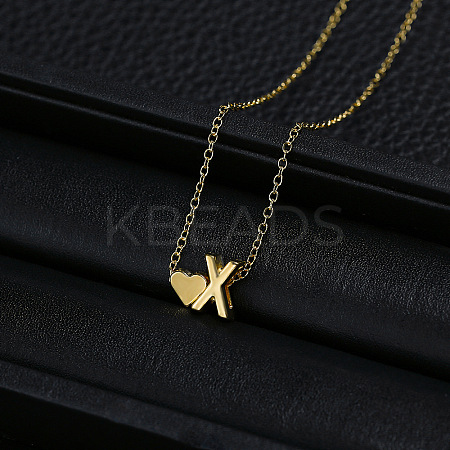 Alloy Letter Heart Pendant Necklaces for Women WGBB55E-20-1