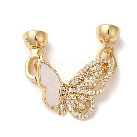 Brass Micro Pave Clear Cubic Zirconia Fold Over Clasps KK-A227-14G-1