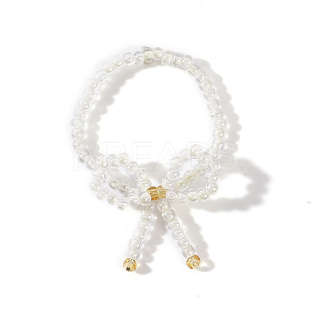 Sweet Bowknot High Quality Glass Seed Bead Handmade Fashion Ring for Women DB6588-2-1