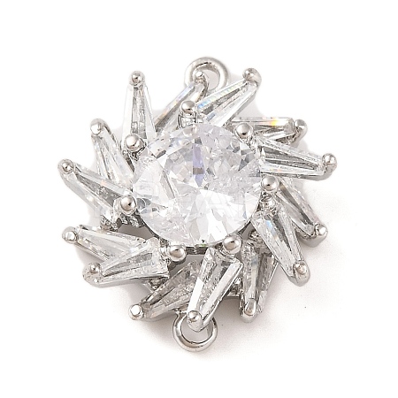 Brass Pave Clear Cubic Zirconia Connector Charms KK-S389-40P-1