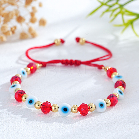 Evil Eye Handmade Lampwork & Faceted Glass Bead Braided Bracelets GH2736-3-1