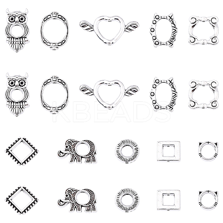 100Pcs 10 Styles Tibetan Style Alloy Bead Frame FIND-YW0007-62-1