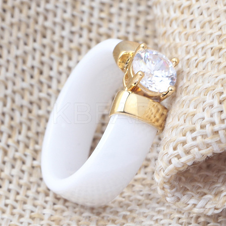 Flat Round Porcelain Finger Rings for Women Men FS-WG6D31E-01-1