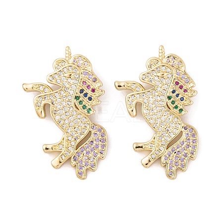 Brass Micro Pave Cubic Zirconia Pendants KK-E108-24G-1