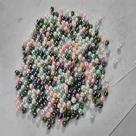 Pastel Mix Pearlized Glass Pearl Beads HY-X006-4mm-12-1