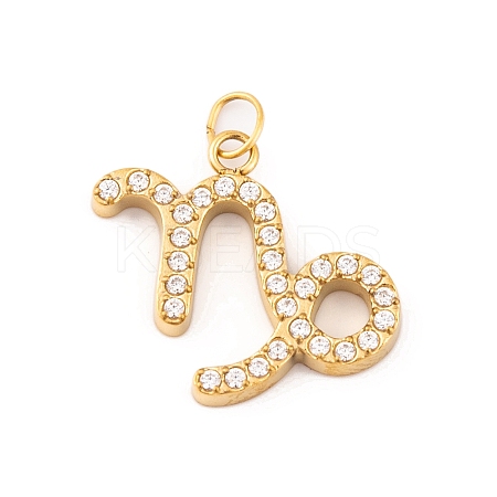 316 Stainless Steel Micro Pave Cubic Zirconia Pendants STAS-K284-01E-G-1