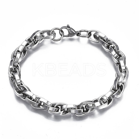 Non-Tarnish 201 Stainless Steel Rope Chain Bracelet for Men Women BJEW-S057-74-1